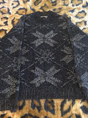 Weatherproof Men's Navy and White Patterned Crewneck Sweater